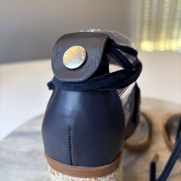 Rag & Bone Women's Eden Navy Blue Leather Lace-Up Sandals Heels US Size 7 EU 38 - Picture 9 of 11